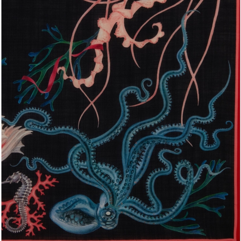 Alexander McQueen Underwater Logo Large Wool Scarf Multicolor - Picture 5 of 5